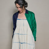 CANNA SLIP DRESS, IVORY// BLUE CLAMP DYE