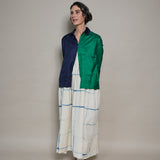 REKHA SHIRT, BLUE / GREEN SILK