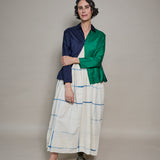 REKHA SHIRT, BLUE / GREEN SILK