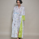 PROTEA DRESS, IVORY / BLACK BOTANIC SILK