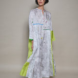 PROTEA DRESS, IVORY / BLACK BOTANIC SILK