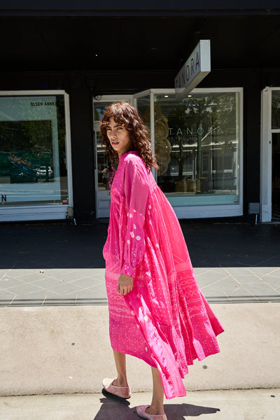 FRANGIPANI DRESS, PINK SILK
