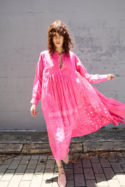 FRANGIPANI DRESS, PINK SILK