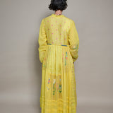 KESHA PANEL DRESS, YELLOW JAMDANI COTTON