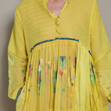 KESHA PANEL DRESS, YELLOW JAMDANI COTTON