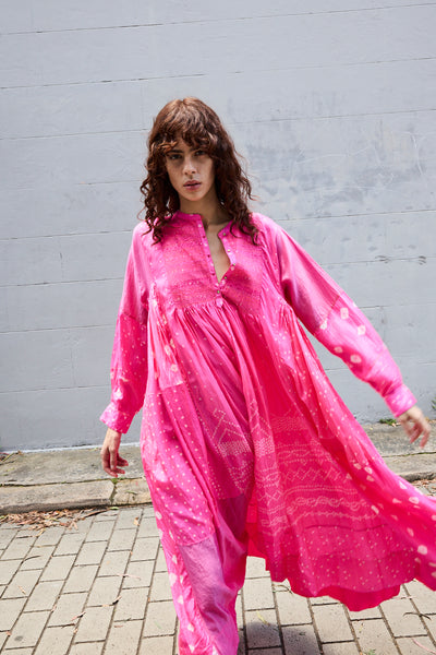 FRANGIPANI DRESS, PINK SILK