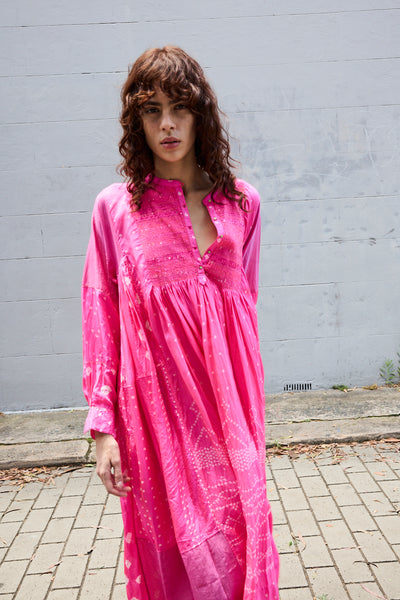 FRANGIPANI DRESS, PINK SILK