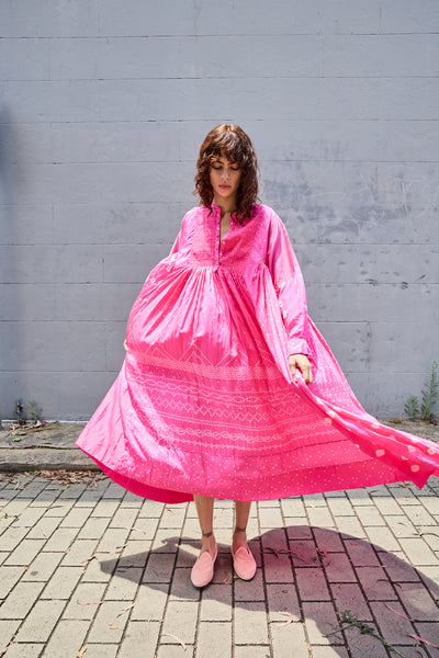 FRANGIPANI DRESS, PINK SILK