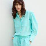 LOTUS PANTS, AQUA COTTON SILK