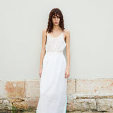 LOTUS EMBROIDERY MAXI SKIRT, IVORY COTTON SILK