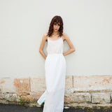 LOTUS EMBROIDERY MAXI SKIRT, IVORY COTTON SILK