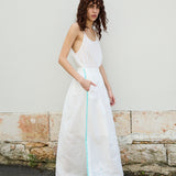 LOTUS EMBROIDERY MAXI SKIRT, IVORY COTTON SILK