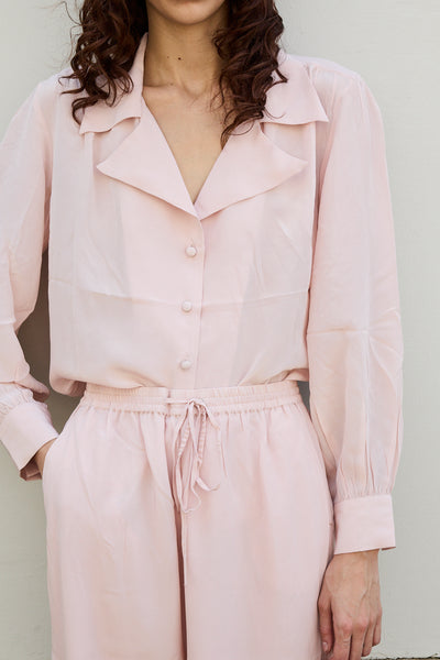 CAMELIA SHIRT, AQUA CREPE DE CHINE SILK