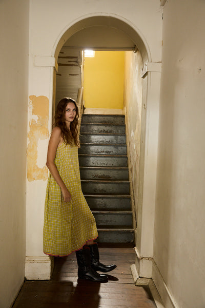 DAFFODIL SLIP DRESS, YELLOW COTTON