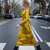 SURYA SWING DRESS, GOLD SILK VELVET PINK/BLUE STRIPE