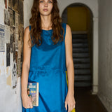 MARGOT DRESS, BLUE SILK CROCHET