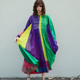 IRIS DRESS, PURPLE MULTICOLOR COTTON SILK