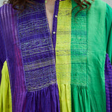 IRIS DRESS, PURPLE MULTICOLOR COTTON SILK