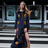 SUNFLOWER TUNIC, CHARCOAL SILK VELVET
