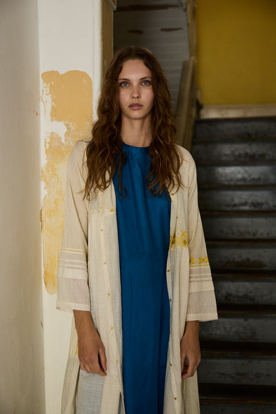 SWATI DRESS, IVORY / YELLOW