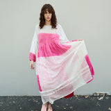 PETUNIA DRESS, PINK/WHITE SILK