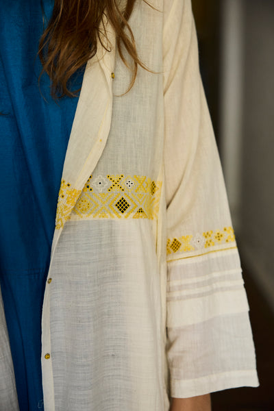 SWATI DRESS, IVORY / YELLOW