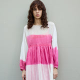 PETUNIA DRESS, PINK/WHITE SILK