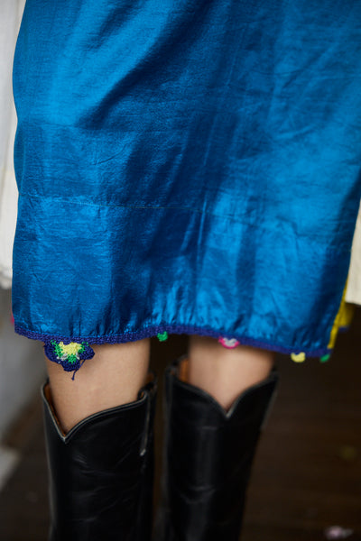 MARGOT DRESS, BLUE SILK CROCHET