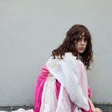 PETUNIA DRESS, PINK/WHITE SILK
