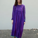 POPPY DRESS, PURPLE COTTON SILK