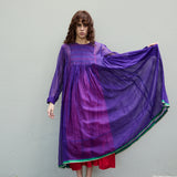 POPPY DRESS, PURPLE COTTON SILK