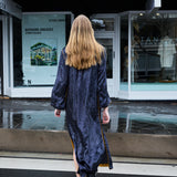 SUNFLOWER TUNIC, CHARCOAL SILK VELVET