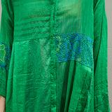 ALOE CHIKAN DRESS, GREEN // BLUE COTTON SILK