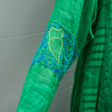 ALOE CHIKAN DRESS, GREEN // BLUE COTTON SILK