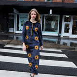 SUNFLOWER TUNIC, CHARCOAL SILK VELVET