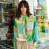 RAINBOW SHIRT,  LIME COTTON CHECKERED