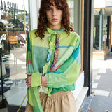 RAINBOW SHIRT,  LIME COTTON CHECKERED