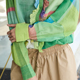 RAINBOW SHIRT,  LIME COTTON CHECKERED
