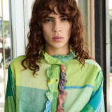 RAINBOW SHIRT,  LIME COTTON CHECKERED