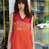 ZINNIA DRESS SLEEVELESS, TANGERINE COTTON
