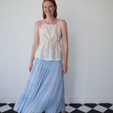 MISHA SKIRT, BLUE MUKEISH EMBROIDERY