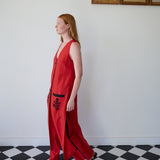 PATNA VEST, RED RAW SILK