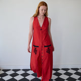 PATNA VEST, RED RAW SILK