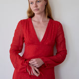 TEMPEL DRESS, RED MUKEISH EMBROIDERY