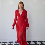 TEMPEL DRESS, RED MUKEISH EMBROIDERY