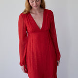 TEMPEL DRESS, RED MUKEISH EMBROIDERY