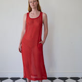 ALICE TANK DRESS, RED MUKEISH EMBROIDERY