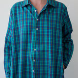 NILA TUNIC, BLUE // GREEN CHECK COTTON