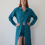 NILA TUNIC, BLUE // GREEN CHECK COTTON