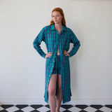 NILA TUNIC, BLUE // GREEN CHECK COTTON
